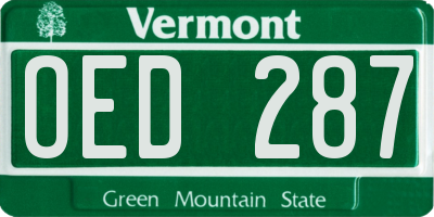 VT license plate OED287