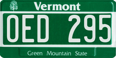VT license plate OED295