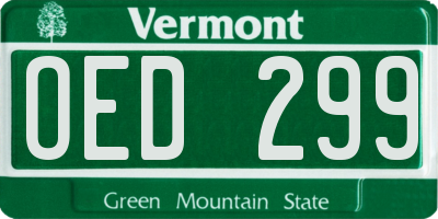 VT license plate OED299