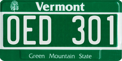 VT license plate OED301