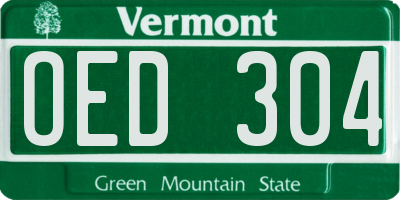 VT license plate OED304