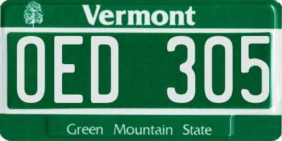 VT license plate OED305