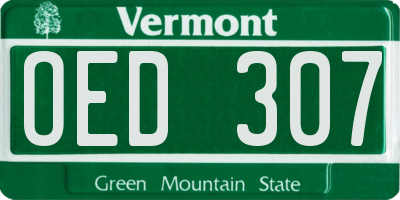 VT license plate OED307