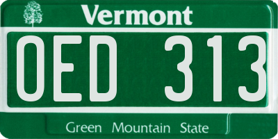 VT license plate OED313