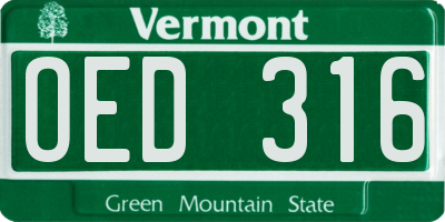 VT license plate OED316