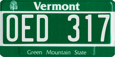 VT license plate OED317