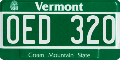 VT license plate OED320