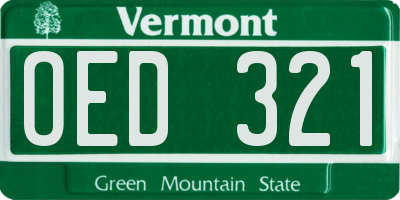 VT license plate OED321