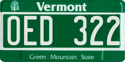 VT license plate OED322