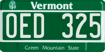 VT license plate OED325