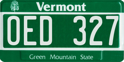 VT license plate OED327