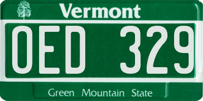 VT license plate OED329