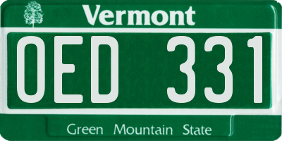 VT license plate OED331