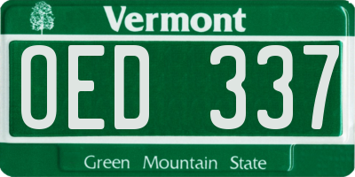 VT license plate OED337