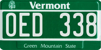 VT license plate OED338
