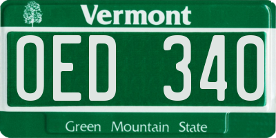VT license plate OED340