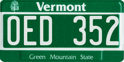 VT license plate OED352
