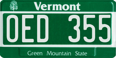 VT license plate OED355