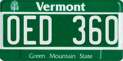 VT license plate OED360