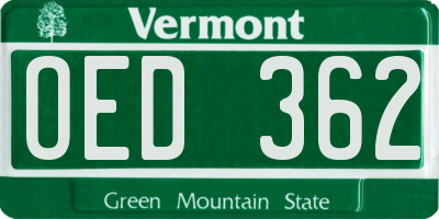 VT license plate OED362
