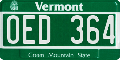 VT license plate OED364