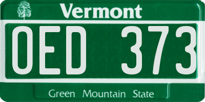 VT license plate OED373