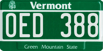 VT license plate OED388