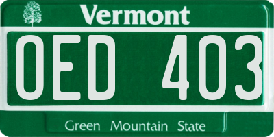 VT license plate OED403