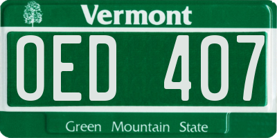 VT license plate OED407