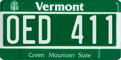 VT license plate OED411