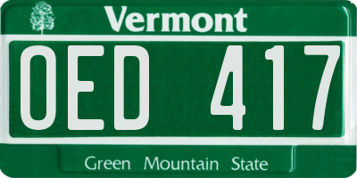 VT license plate OED417
