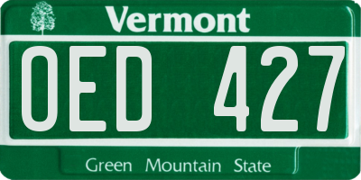 VT license plate OED427