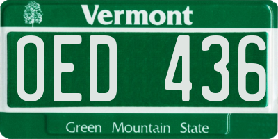 VT license plate OED436