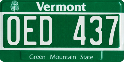 VT license plate OED437