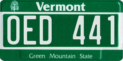VT license plate OED441