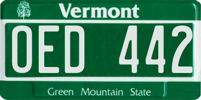 VT license plate OED442
