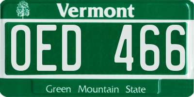 VT license plate OED466