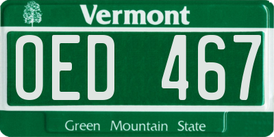 VT license plate OED467