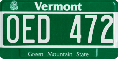 VT license plate OED472