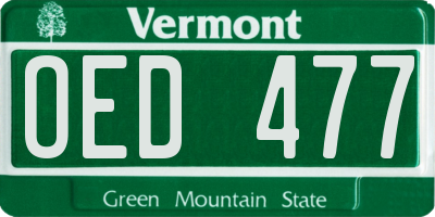 VT license plate OED477