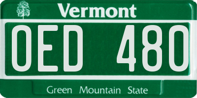 VT license plate OED480