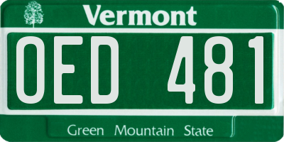 VT license plate OED481
