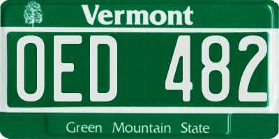VT license plate OED482
