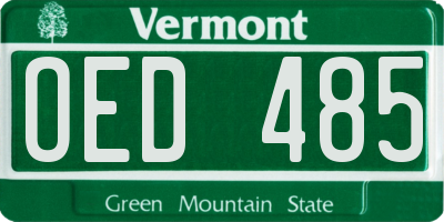 VT license plate OED485