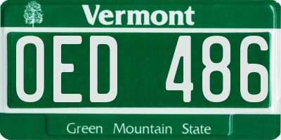 VT license plate OED486