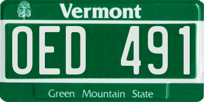 VT license plate OED491