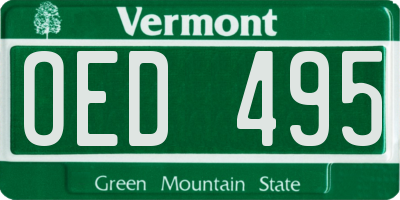 VT license plate OED495