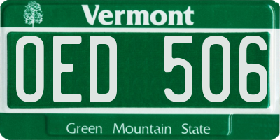 VT license plate OED506