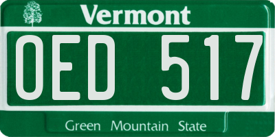 VT license plate OED517