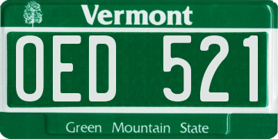 VT license plate OED521